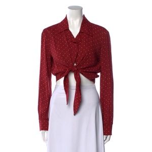 Polka Dot Print V-Neck Crop Top